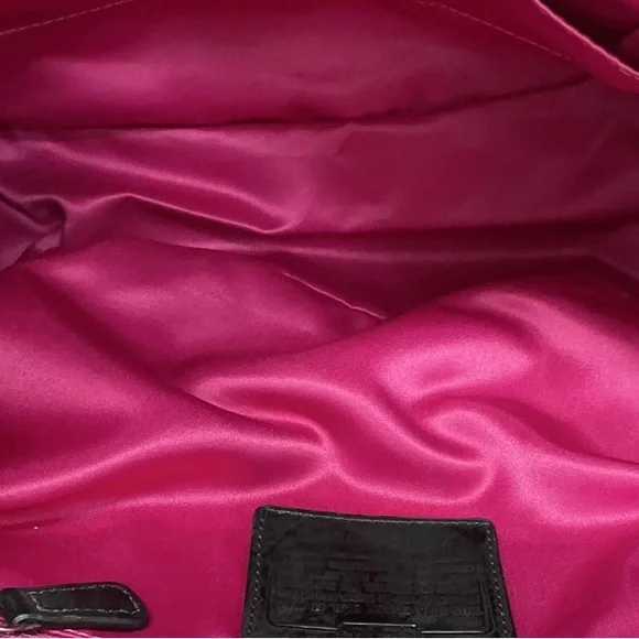 Coach Black & White Floral Satin Tote with Red Accents - Picture 8 of 12